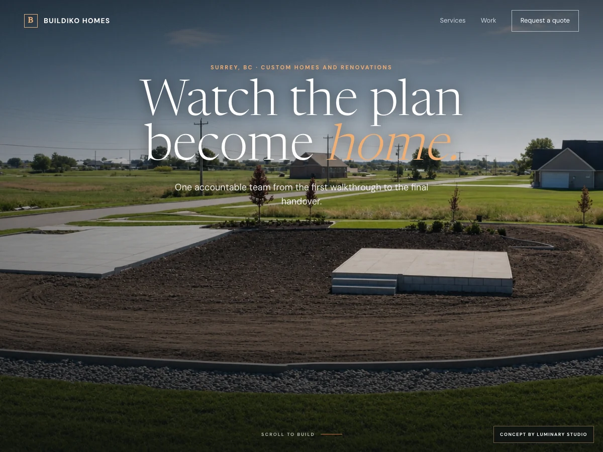 Buildiko Homes custom builder concept