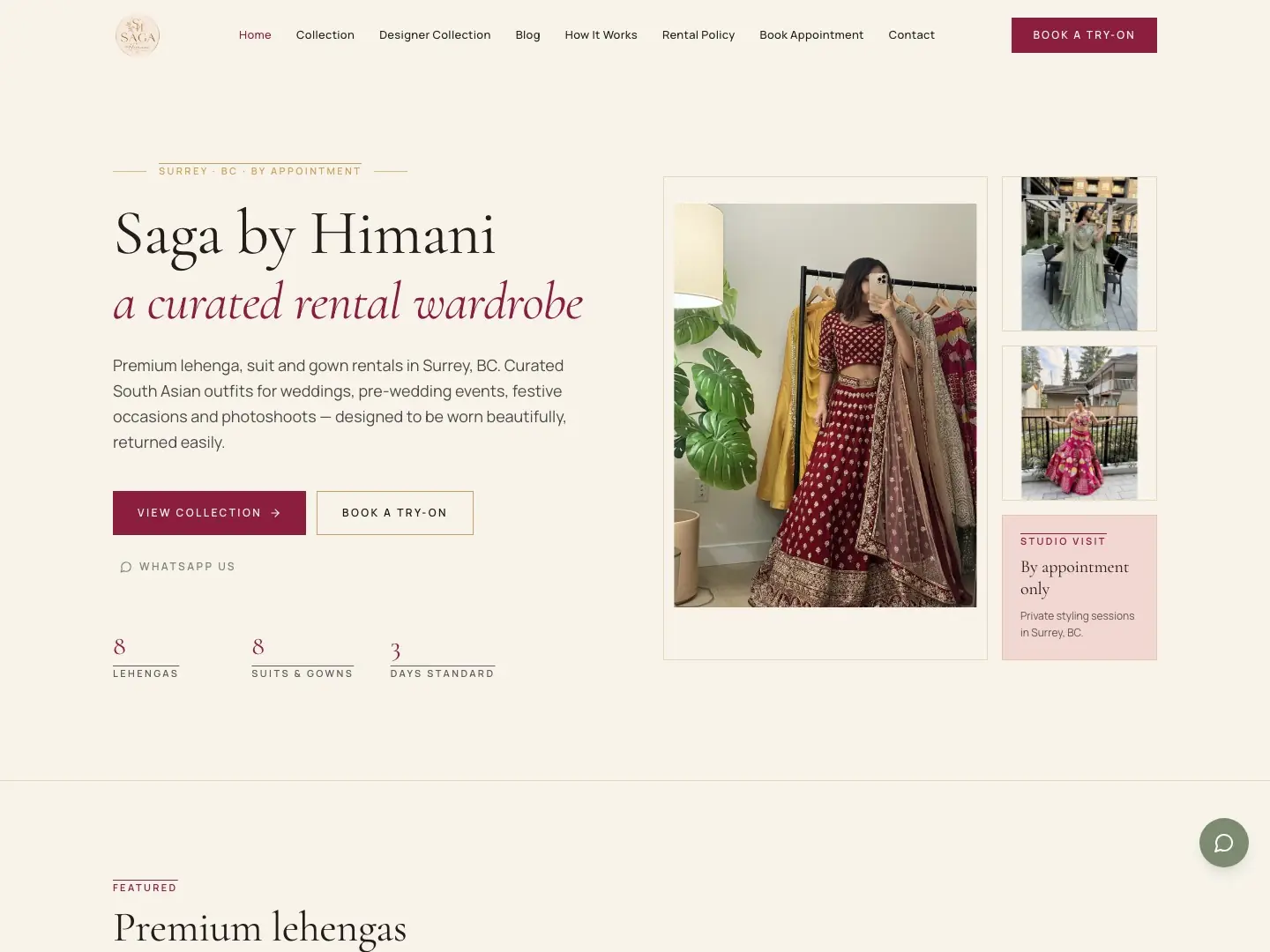 Occasionwear collection website project screenshot